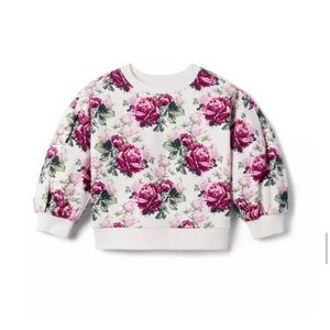 Janie and jack floral puff sleeve French terry sweatshirt cream and sugar size 4